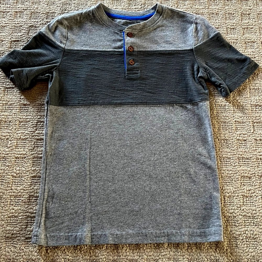 Sonoma Boys Everyday Henley - Size 7 - Dark Gray Stripe